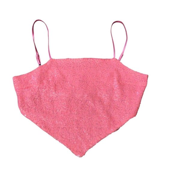 Rue 21 vintage pink sequence crop top size M - Picture 1 of 2